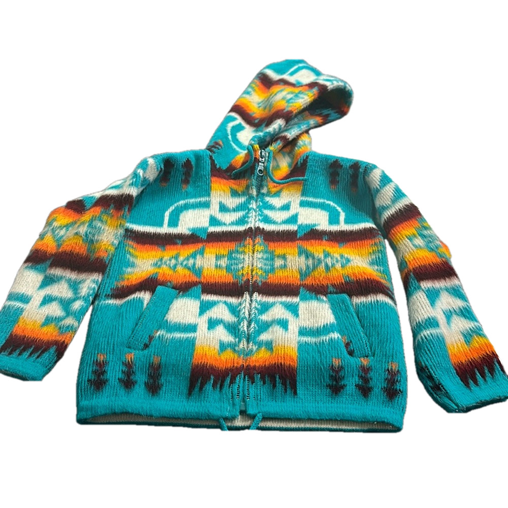 NWOT Artesanias Tuntaquimba Ecuador  Girl Boy Western Wool BlueJacket Size 4